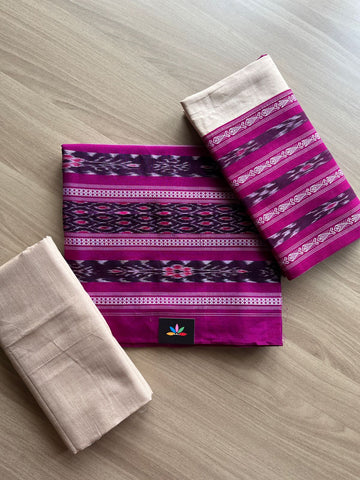 Handloom Sambalpuri Cotton 3 Piece Suit-20529