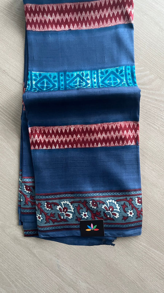 Handcrafted Geometric Design Light Weight Mulberry Silk Saree -25068