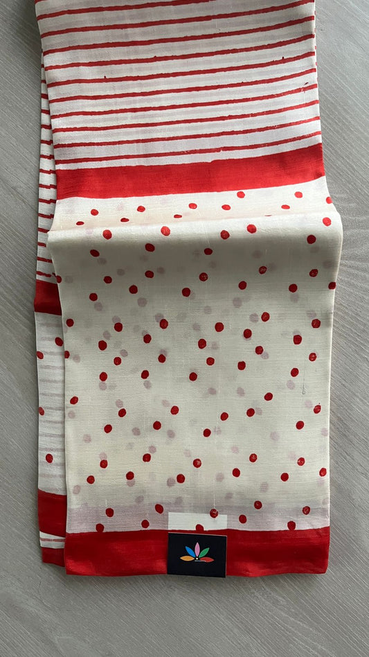 Handcrafted Geometric Design Light Weight Mulberry Silk Saree -25070