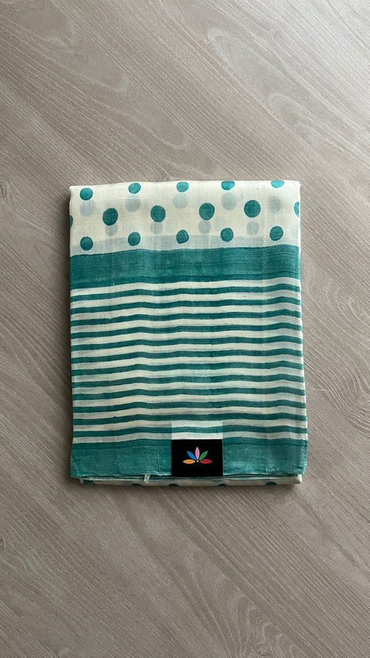 Handcrafted Geometric Design Light Weight Mulberry Silk Saree -25071