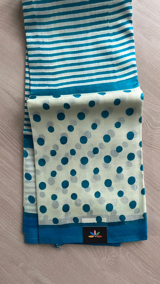 Handcrafted Geometric Design Light Weight Mulberry Silk Saree -25074