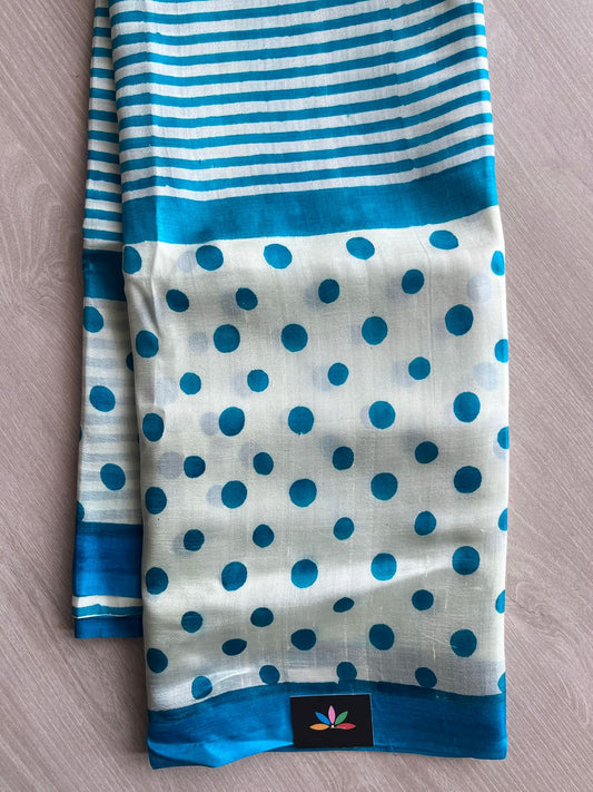 Handcrafted Geometric Design Light Weight Mulberry Silk Saree -25074