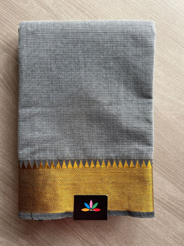 Double Tone (Gray/Black) Zari Border Cotton Saree -25096
