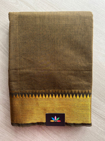 Double Tone (Copper Brown/Golden) Zari Border Cotton Saree -25099