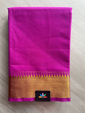 Magenta Pink Zari Border Cotton Saree -25100