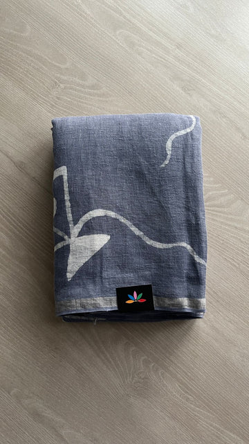 Designer Handblock Printed Fine Linen Saree-25154