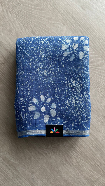 Designer Handblock Printed Fine Linen Saree-25155