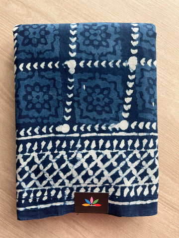 Hand Block Printed Fine Mul Cotton Saree -25205-25206