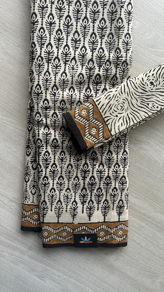 Hand Block Printed Fine Mul Cotton Saree -25210
