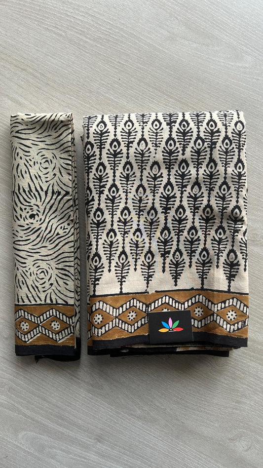 Hand Block Printed Fine Mul Cotton Saree -25210