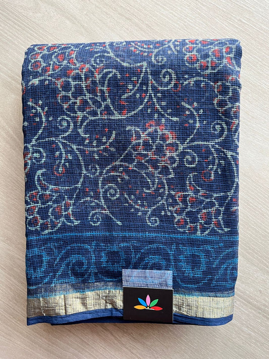 Handblock Printed Kota Doria Saree -25253-25254