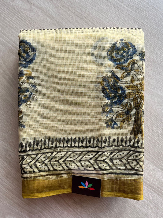 Handblock Printed Kota Doria Saree -25273-25274