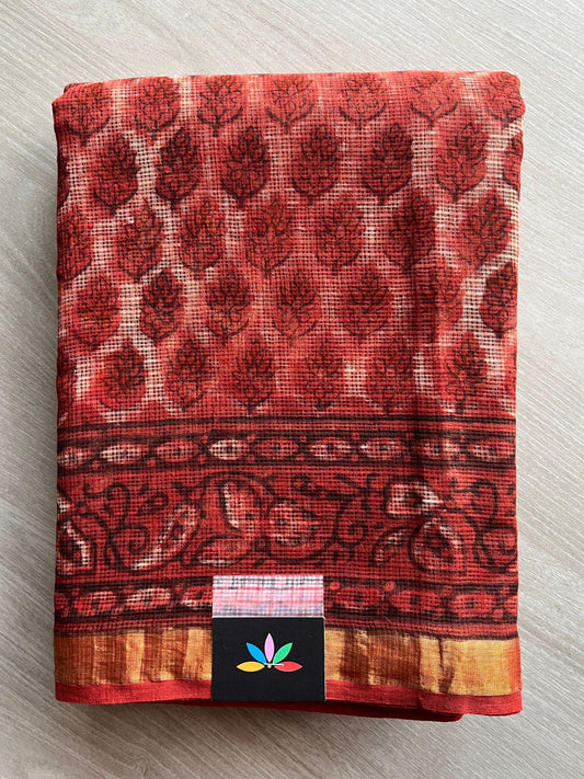 Handblock Printed Kota Doria Saree -25275-25276