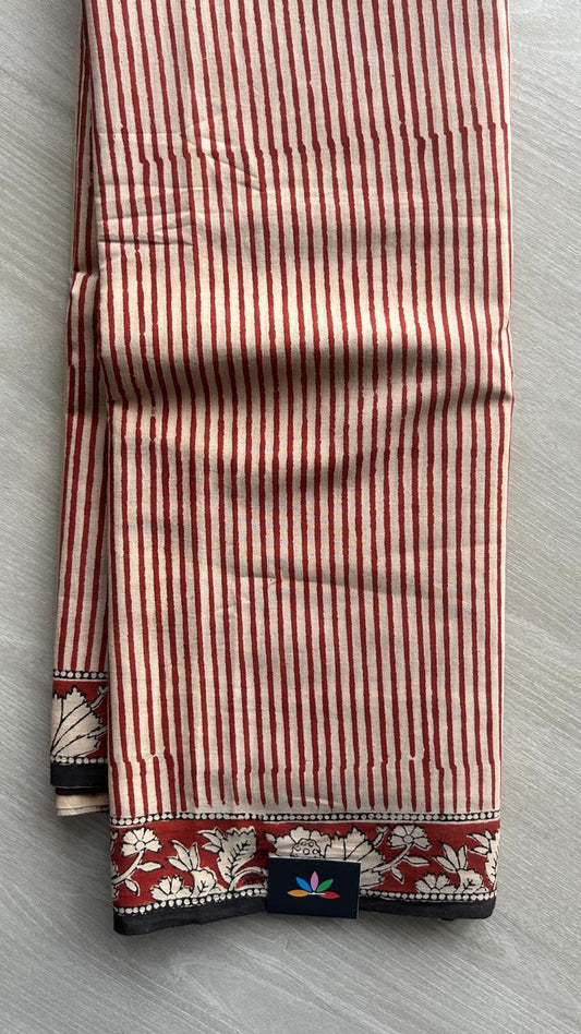 Hand Block Printed Fine Mul Cotton Saree -25293-25294