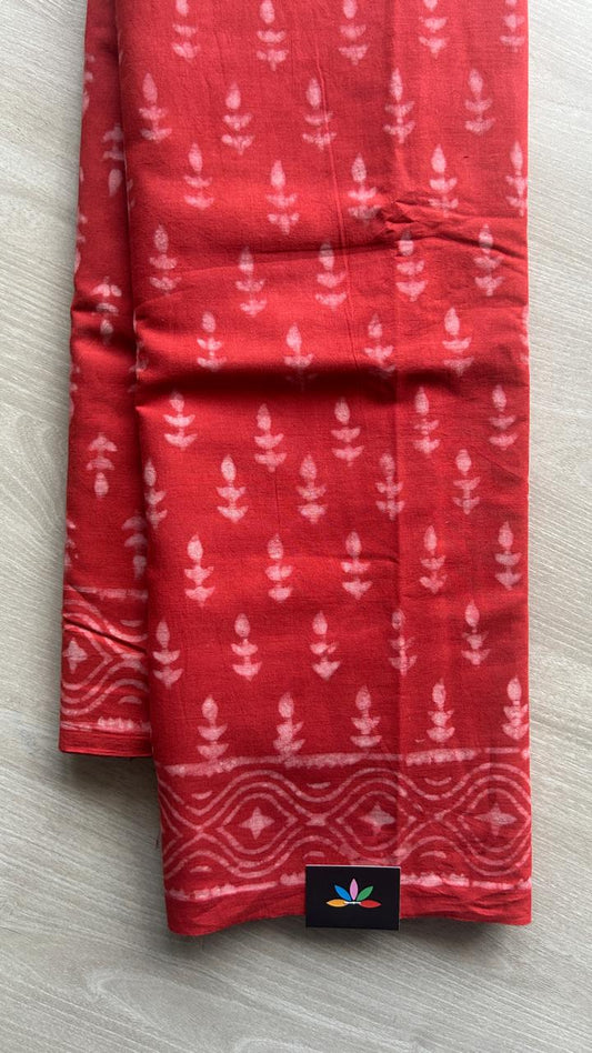 Hand Block Printed Fine Mul Cotton Saree -25295-25296