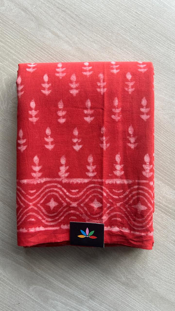 Hand Block Printed Fine Mul Cotton Saree -25295-25296