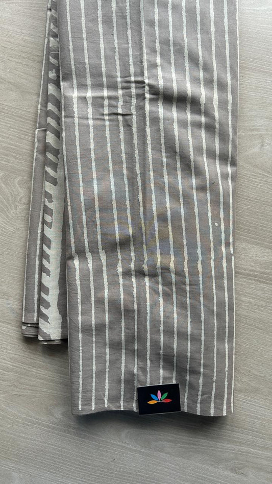 Hand Block Printed Fine Mul Cotton Saree -25299-25300