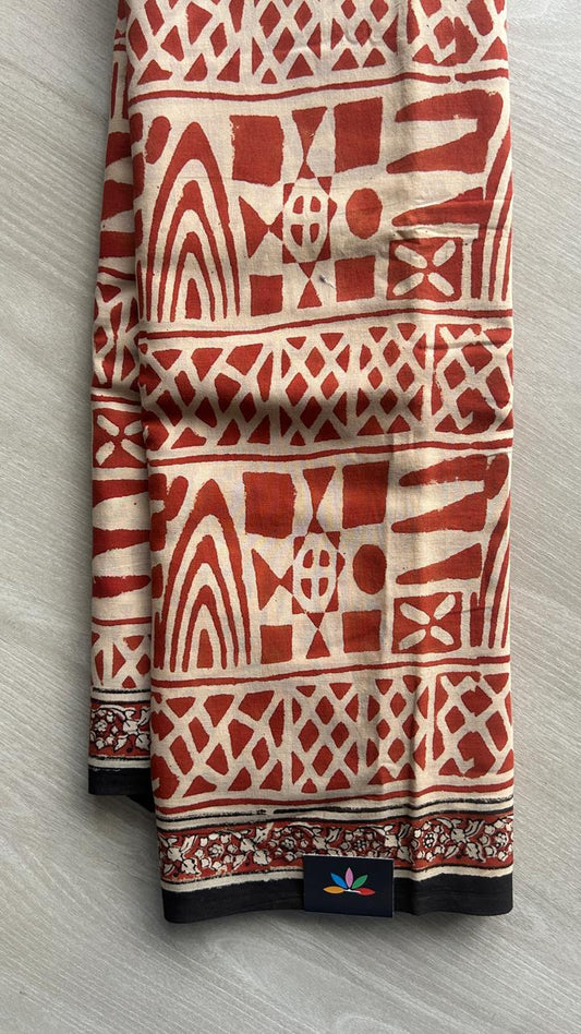 Hand Block Printed Fine Mul Cotton Saree -25301-25302