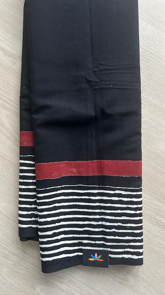 Hand Block Printed Fine Mul Cotton Saree -25303-25304