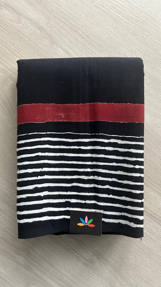 Hand Block Printed Fine Mul Cotton Saree -25303-25304