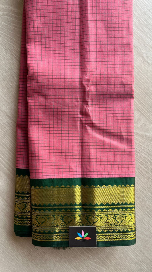 Zari Silk Cotton Saree with Green Contrast Korvai Border-25367