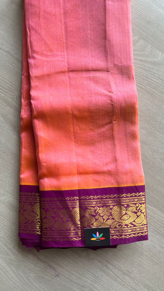 Silk Cotton Saree with Contrast Korvai Border-25371