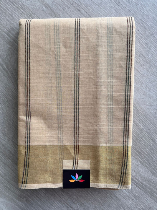 The Linear Edit - Simple Multi-color Line Cotton Saree -25399-25400