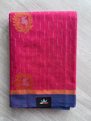 Bright Maroon Intricately Woven Cotton Saree -25523