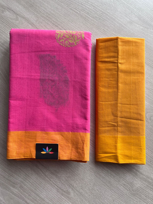 Handloom Fine Cotton Saree with Contrast Pallu and Blouse -25540