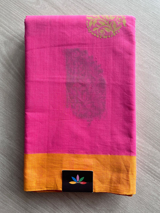 Handloom Fine Cotton Saree with Contrast Pallu and Blouse -25540