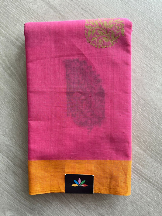 Handloom Fine Cotton Saree with Contrast Pallu and Blouse -25540
