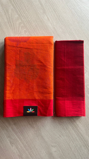 Handloom Fine Cotton Saree with Contrast Pallu and Blouse -25543