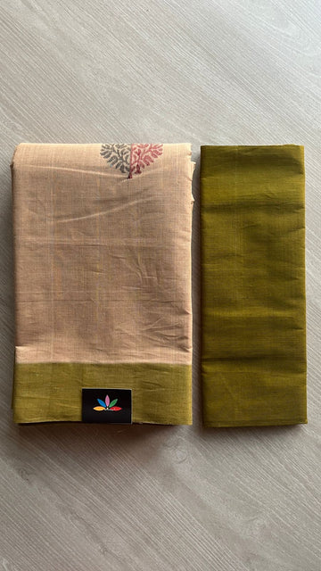 Handloom Fine Cotton Saree with Contrast Pallu and Blouse -25544