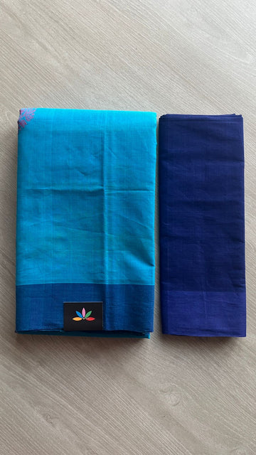 Handloom Fine Cotton Saree with Contrast Pallu and Blouse -25545