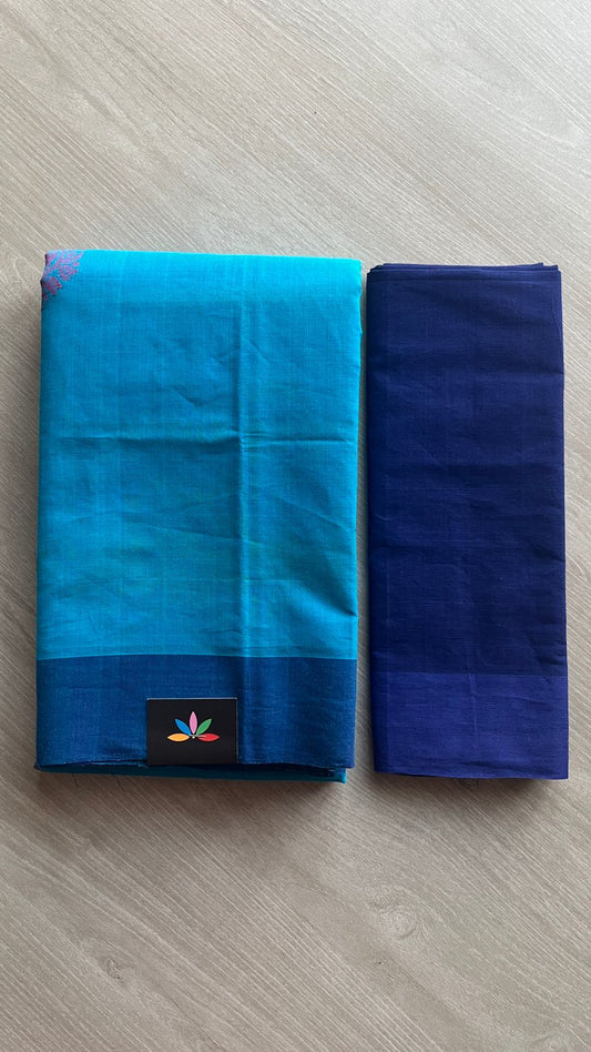 Handloom Fine Cotton Saree with Contrast Pallu and Blouse -25545