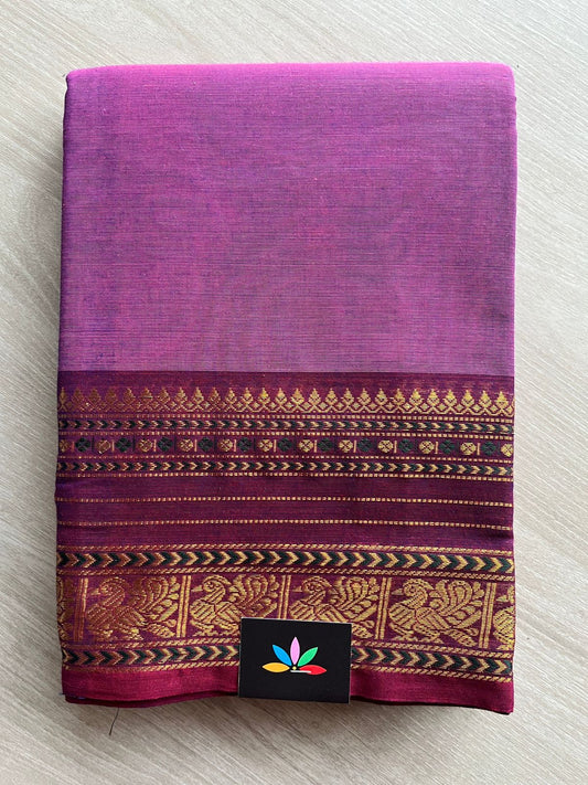 Orchid Plum with Magentta Annapakshi Zari Border Chettinad Cotton Saree -25604
