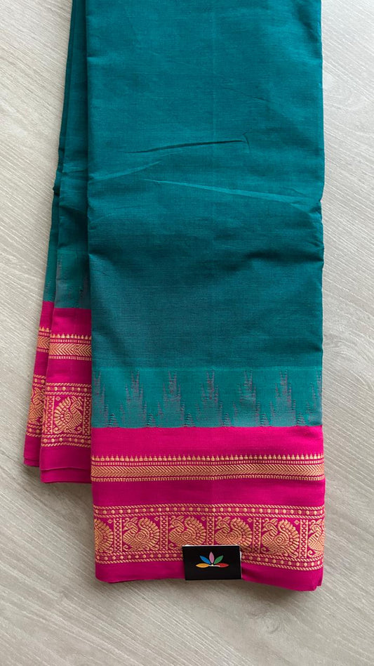 Temple Border Handloom Korvai Chettinad Cotton Saree -25597
