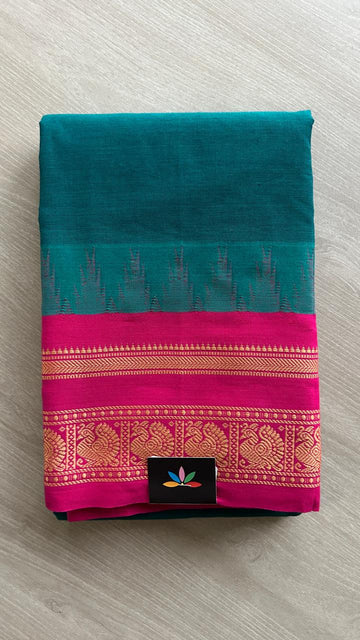 Temple Border Handloom Korvai Chettinad Cotton Saree -25597
