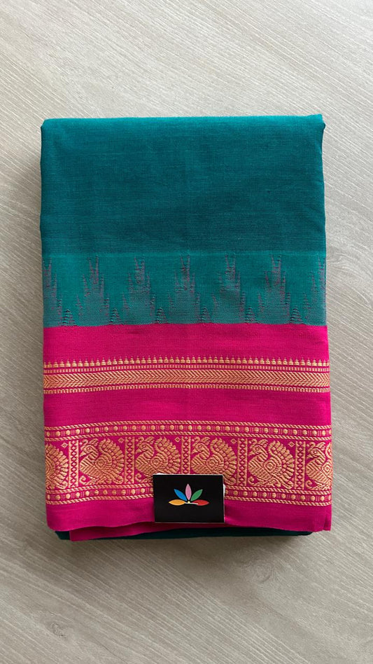 Temple Border Handloom Korvai Chettinad Cotton Saree -25597