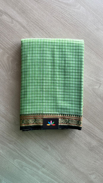 Checked Small Border Narayanpet Cotton Saree -25640-25641