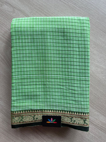 Checked Small Border Narayanpet Cotton Saree -25640-25641