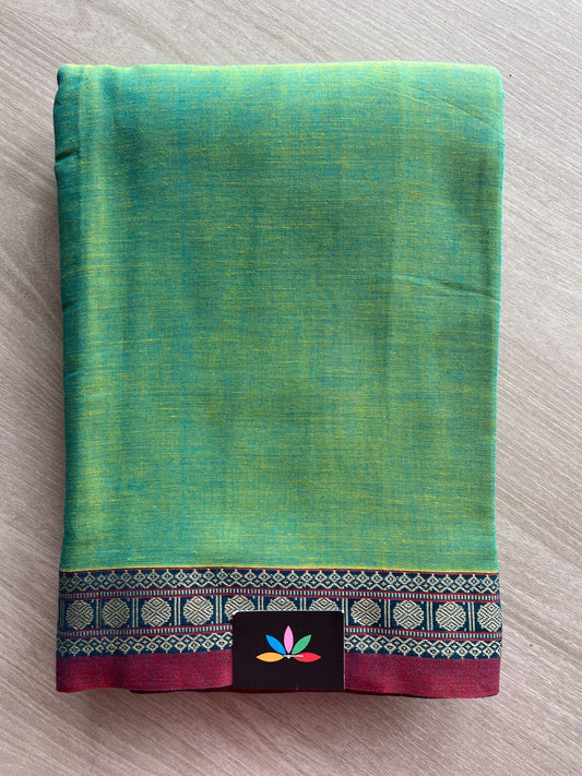 Small Border Narayanpet Mercerized Cotton Saree -25647