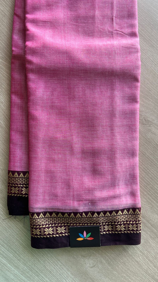 Small Border Narayanpet Mercerized Cotton Saree -25651