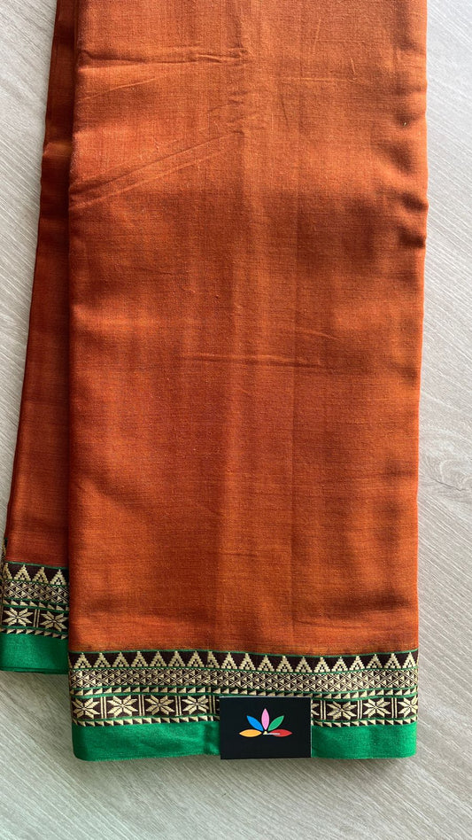 Small Border Narayanpet Mercerized Cotton Saree -25652