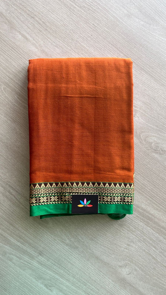 Small Border Narayanpet Mercerized Cotton Saree -25652