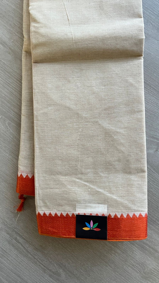 Contrast Border Plain Cotton Saree (Without blouse) -25955