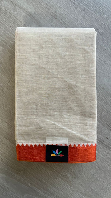 Contrast Border Plain Cotton Saree (Without blouse) -25955