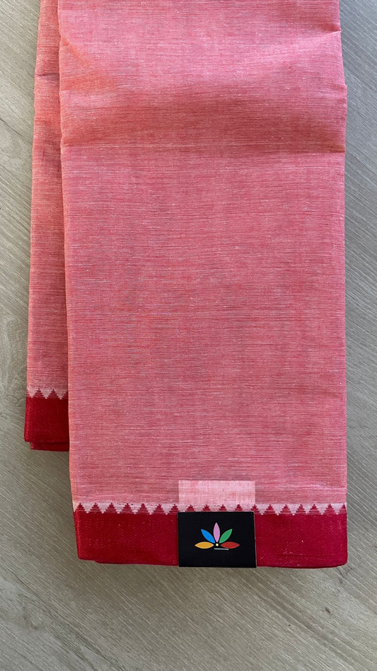 Contrast Border Plain Cotton Saree (Without blouse) -25957