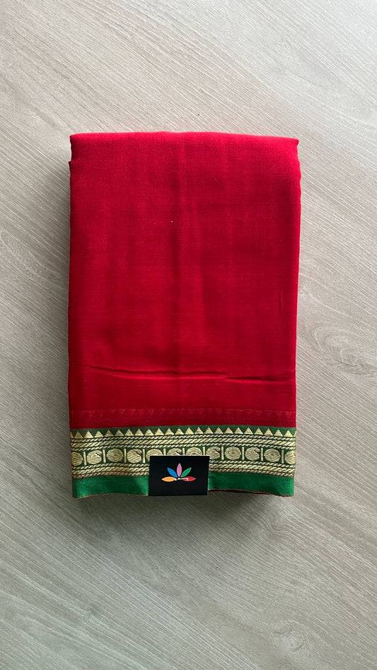 Small Border Narayanpet Mercerized Cotton Saree -25671-25672