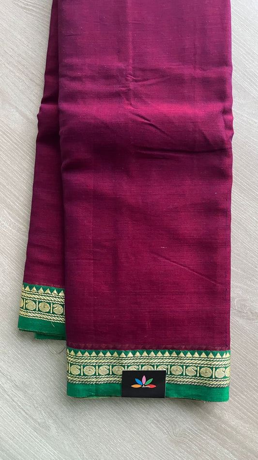 Small Border Narayanpet Mercerized Cotton Saree -25682